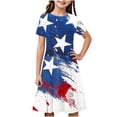 thumbnail image 6 of YUANxueke Girls 4th of July Mini A-Line Dresses Crew Neck Short Sleeve Patriotic Dress Independence Day Outfit for 4-14 Years, 6 of 8