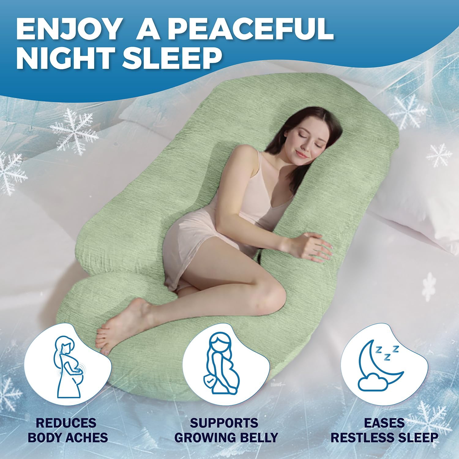 PILLANI Pregnancy Pillows for Sleeping - V C U Shaped Full Body Pillow with Removable Cover, 57inch Cooling Maternity Pillow for Pregnant Women, Support for Back Belly Legs Hip - Pregnancy Must Haves