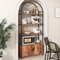 thumbnail image 6 of Arched Bookshelf, Bookcase with Doors Storage, 71 Inches Tall Industrial Book Shelf with Sturdy Metal Frame, E1 Quality Boards, Freestanding Display Shelving Unit, Rustic Brown, 6 of 16