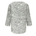 thumbnail image 4 of Fiudx Liquidación de Ahorros de Verano Camiseta Holgada de Manga 3/4 con Botones Estampados para Mujer, 4 of 5