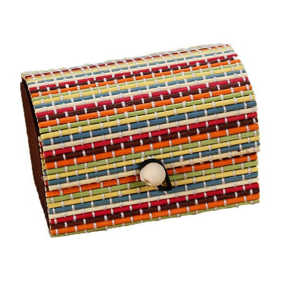 VerPetridure Bamboo Wooden Jewelry Organizer Storage Strap Craft Treasure Case