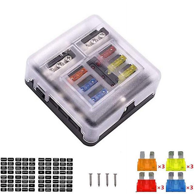 Caja de fusibles de 6 vías 32V 100A con fusibles, cubierta protectora de indicadores LED, pegatinas