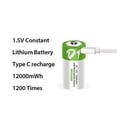 thumbnail image 4 of Batería D recargable USB D de iones de litio 1,5 V, 1200 mAh, 2 unidades, 4 of 6