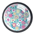 thumbnail image 1 of 4 Pcs Cute Blue Floral Flower Knobs for Kitchen Cabinet Cupboard Dresser Bookcase Drawer Pulls Handles Round Home Decor, 1 of 8