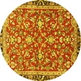 thumbnail image 1 of Ahgly Company Machine Washable Indoor Round Persian Yellow Traditional Area Rugs, 6' Round, 1 of 4