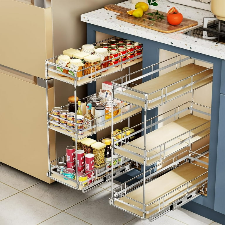 3-Tier Pull Out Cabinet Organizer Spice Rack for Narrow Cabinet