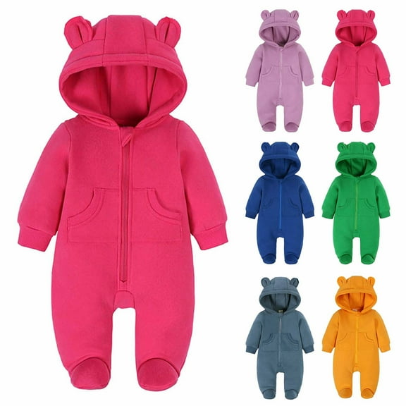 YHAJDS Toddler Fall Winter Casual Jumpsuit, Jumpsuit for Kids Fall Winter Thickened Footed Zip Romper Long Sleeve Warm Outerwear Kids Jumpsuit