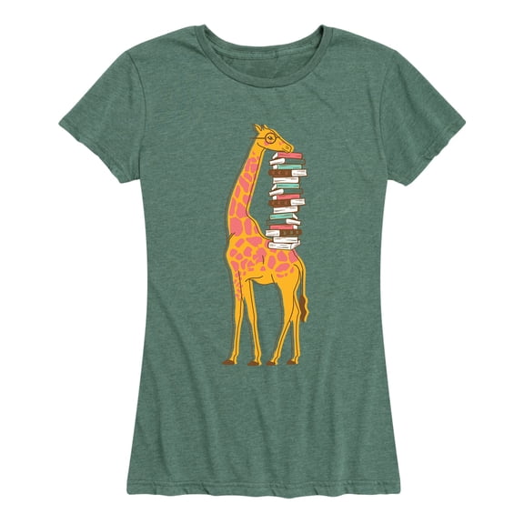 Instant Message - Giraffe Carrying Books Short Sleeve Graphic T-Shirt