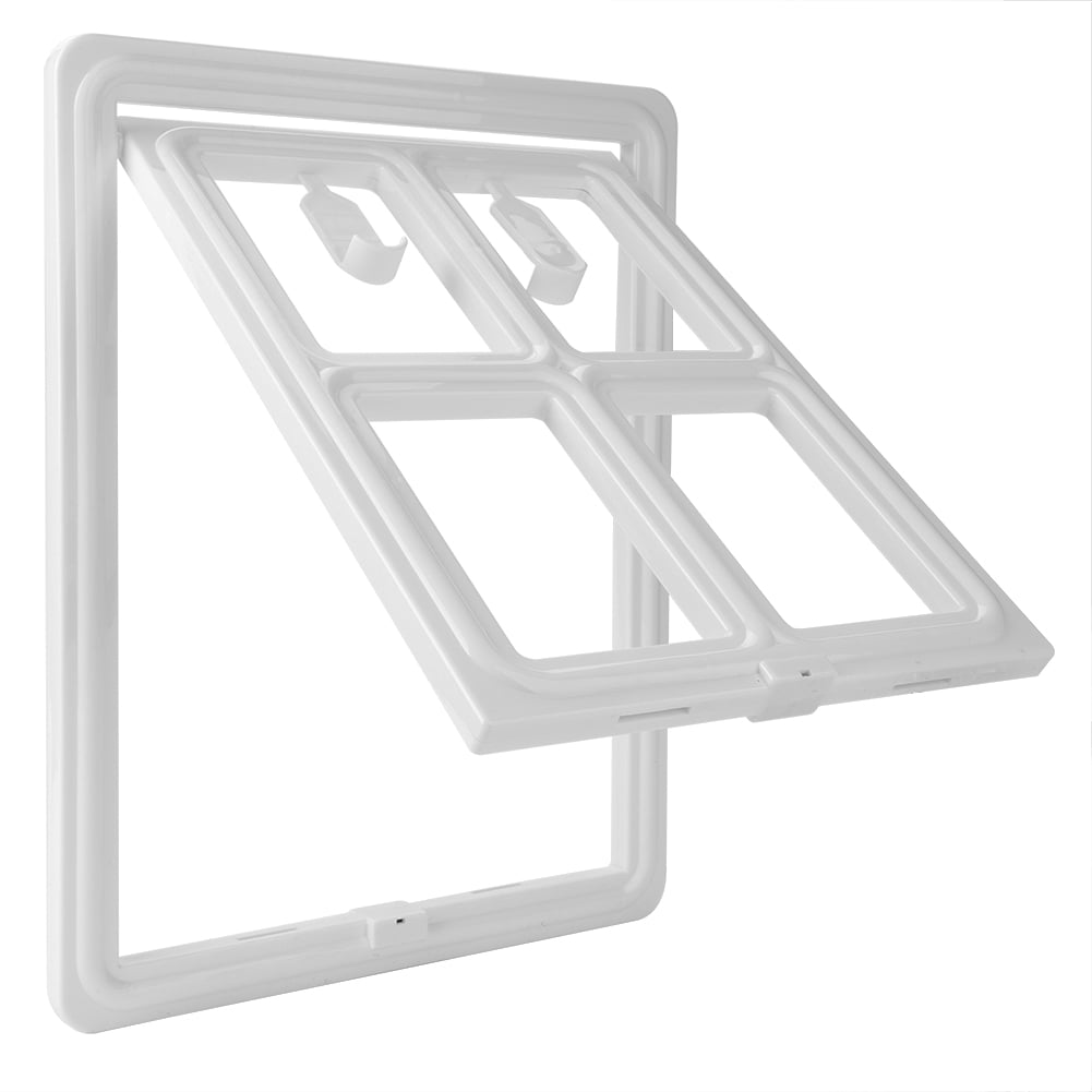 BIMZUC Plastic Pet Dog Puppy Cat Door Magnetic Locking Safe Flap for Screen Window Gate, Large White, 18.11 inches / 46 cm, Easy Installation, Perfect Home Protection Pet Accessory