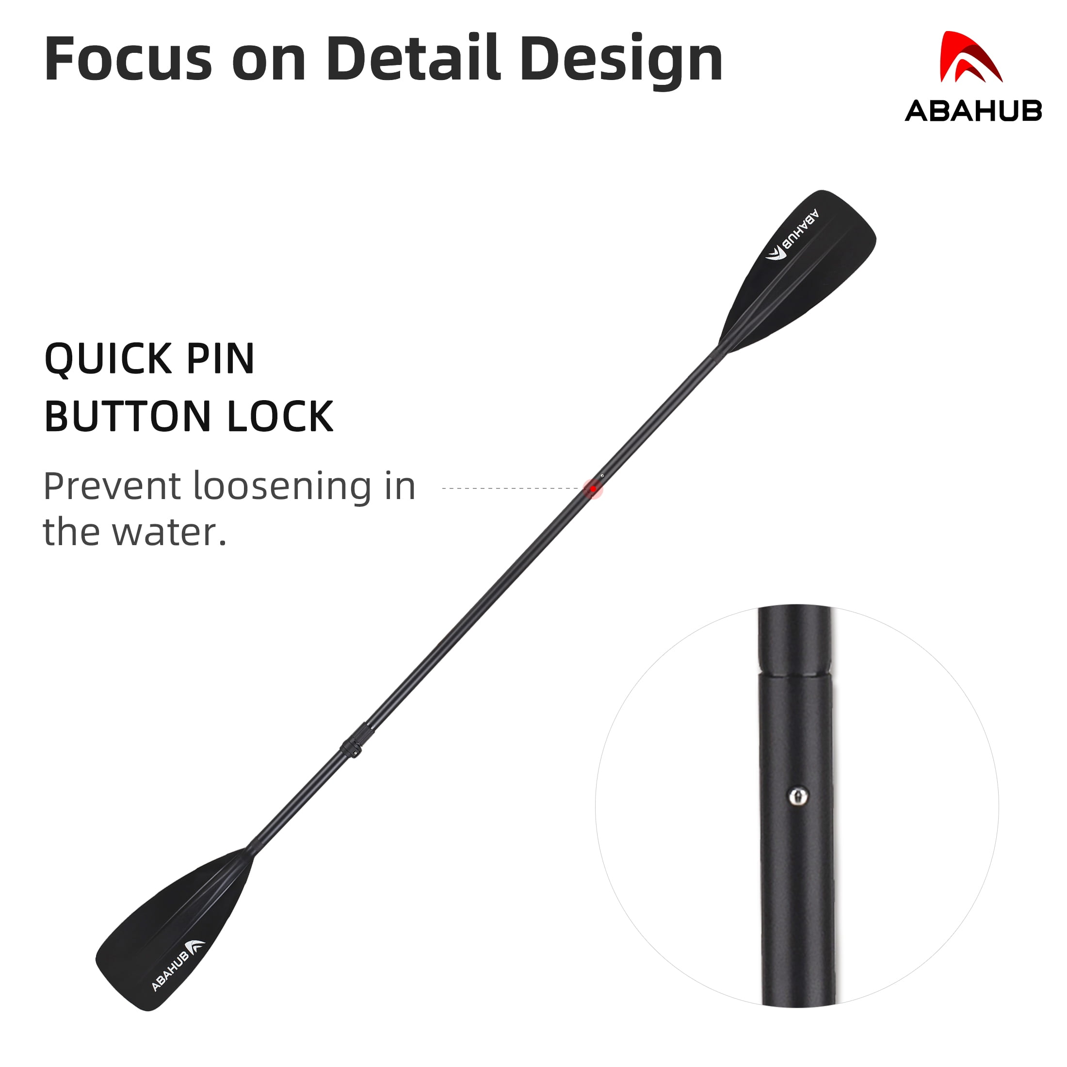 AbahubFit Paddle Oars for SUP and Kayak 2-IN-1, Adjustable Lightweight Paddle (4-Piece), Aluminum Shaft 68-84"(Black)