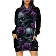 thumbnail image 2 of gljltg Women's Printed Loose All-match Hooded Double Pocket Sweater Dress for Women, Suitable for Leisure, Party, Daily, Home, Beaches, Travel, Work, Gatherings, 2 of 7