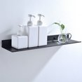 thumbnail image 1 of Black Floating Wall Shelf Bathroom Black Shelf Floating Wall Shelf Shower Shelf Bathroom Rectangular Frosted Aluminum Frame Ultra-thin Heavy Wall Shelf Fashion Wall-mounted Cosmetic Rack, 1 of 6