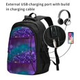 thumbnail image 2 of Balery Purple and Green Glitter Print USB Charging Backpack for Men and Women - Water-Resistant, Anti-Theft Laptop Backpack with USB Port for Travel, Work, School, and College, 2 of 7