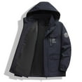 thumbnail image 2 of QHFBli Breathable Mens Trench Coat Men's Mid Length Hooded Anorak Jacket Hardshell Outerwear Coat for Autumn Dark Blue XL, 2 of 6