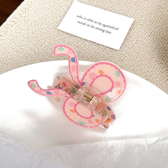 Acrylic Claw Hair Clips Hair Accessories for Women & Girls Bowknot Tomato 74mm