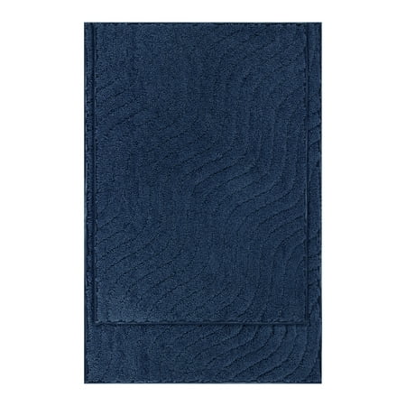 Mainstays Tufted Waves 2 Piece Bath Rug Set, Blue Cove, 17 x 24 & 20 x 30