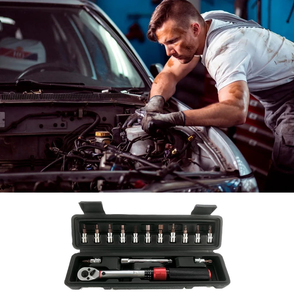 CEORPER 16Pcs Adjustable Preset Torque Wrench Set Professional Alloy Steel 1/4” Drive