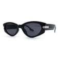 thumbnail image 1 of Womens Art Deco Mod Thick Temple Cat Eye Sunglasses All Black, 1 of 4