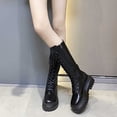 thumbnail image 2 of POROPL Boots for Women,Knee High Boots Lace Up Combat Boots Chunky Platform Side Zipper Fashion Shoes, 2 of 9