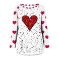 thumbnail image 4 of Qertyioot Chemise Cœur d'Amour Saint-Valentin Grande Taille Pull, Mode Femme Décontractée Imprimé Col Rond Ample Manches Longues Blouse Pulr, 4 of 4