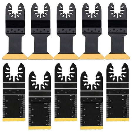 

Gpoty 10pcs Multitool Blades Bi-Metal Titanium Plating Oscillating Saw Blades Quick Release High Precision Multi-Tooth Oscillating Blades for Wood Plastic Metal Cutting