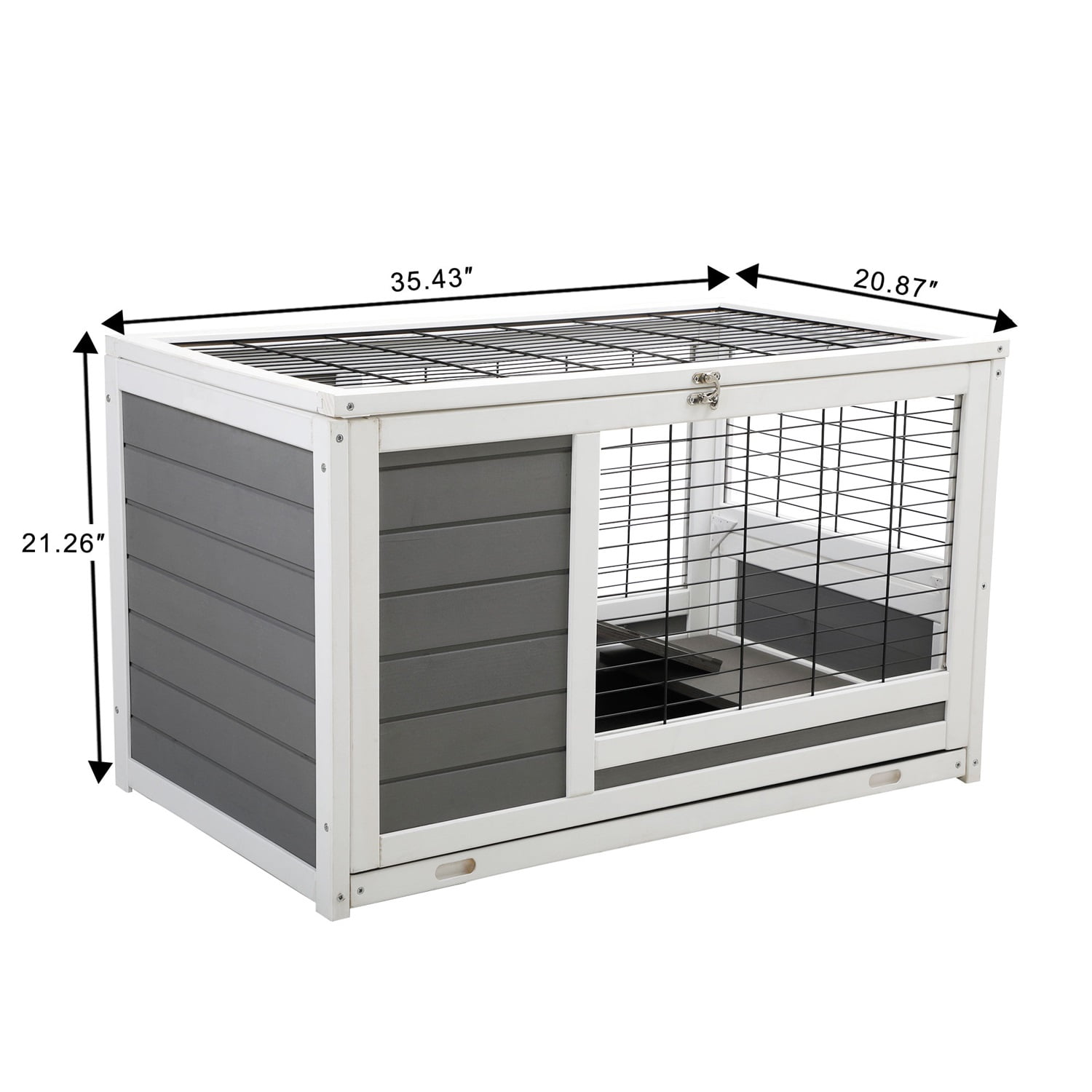 Pefilos 35" 2-Storey Guinea Pig Hutch Pet House Box Wooden Rabbit Cage Comfy Cabin for Small Animals, Gray Pefilos 35" 2-Storey Guinea Pig Hutch Pet House Box Wooden Rabbit Cage Comfy Cabin for Small Animals, Gray