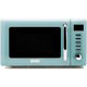 thumbnail image 1 of Haden Horno microondas compacto para encimera de 0,7 pies cúbicos, microondas pequeño de 700 vatios con 5 niveles de potencia y funciones Express, turquesa y cromo, 1 of 5