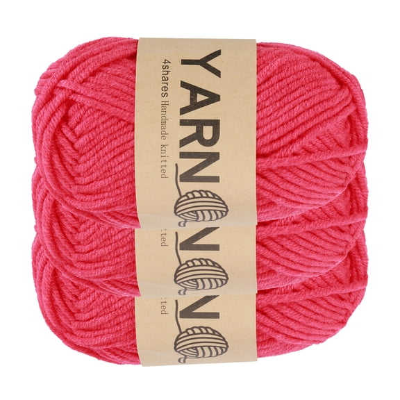 Uxcell 3Pcs Crocheting Yarn, 1.8mm Dark Pink 5 Ply Acrylic Yarn 75 g Sport Weight Yarns Bulk Soft and Fluffy Yarns for Knitting DIY Crochet Handicraft Blankets Gift,164 Yards Total