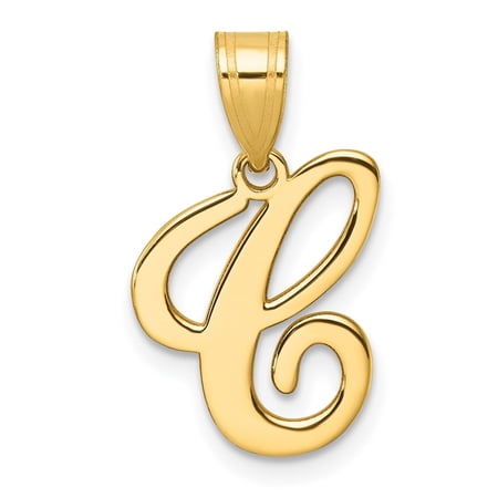Diamond2Deal 14K Yellow Gold Script Letter C Initial Pendant