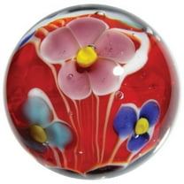 Big Game Toys~22mm (7/8") Dahlia Hand Made Art Glass Marble Clear/Red/Blue/Pink Flower