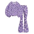 thumbnail image 5 of Grblisyd Girls 2 Piece Fall Outfits Cute Cartoon Print Crew Neck Long Sleeve Shirts & Flared Pants Clothing Set Size 10-12, 5 of 7