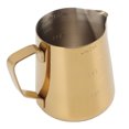 thumbnail image 2 of Milk Steaming Pitcher, Heat Proof 304 Stainless Steel Rust Free Milk Frothing Pitcher Two Measurements Scale  For Cappuccinos ANGGREK 350ML Oro, 2 of 7