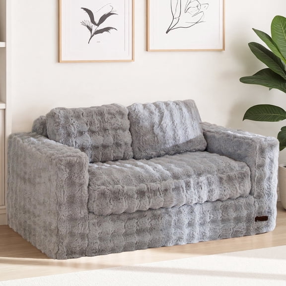 GOODONE Bean Bag Chair Sofa,Loveseat Sofa Couch with Pillows,Modern Soft Comfy Plush Boneless Sofa for Living Room and Apartments,No Assembly Required,Grey