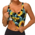 thumbnail image 3 of Picia Blue Batterflies Sunflower Sports Bra for Women,Padded Strappy Sports Bras Medium Support Yoga Bra with Removable Cups,Running Yoga Bra-Small, 3 of 9