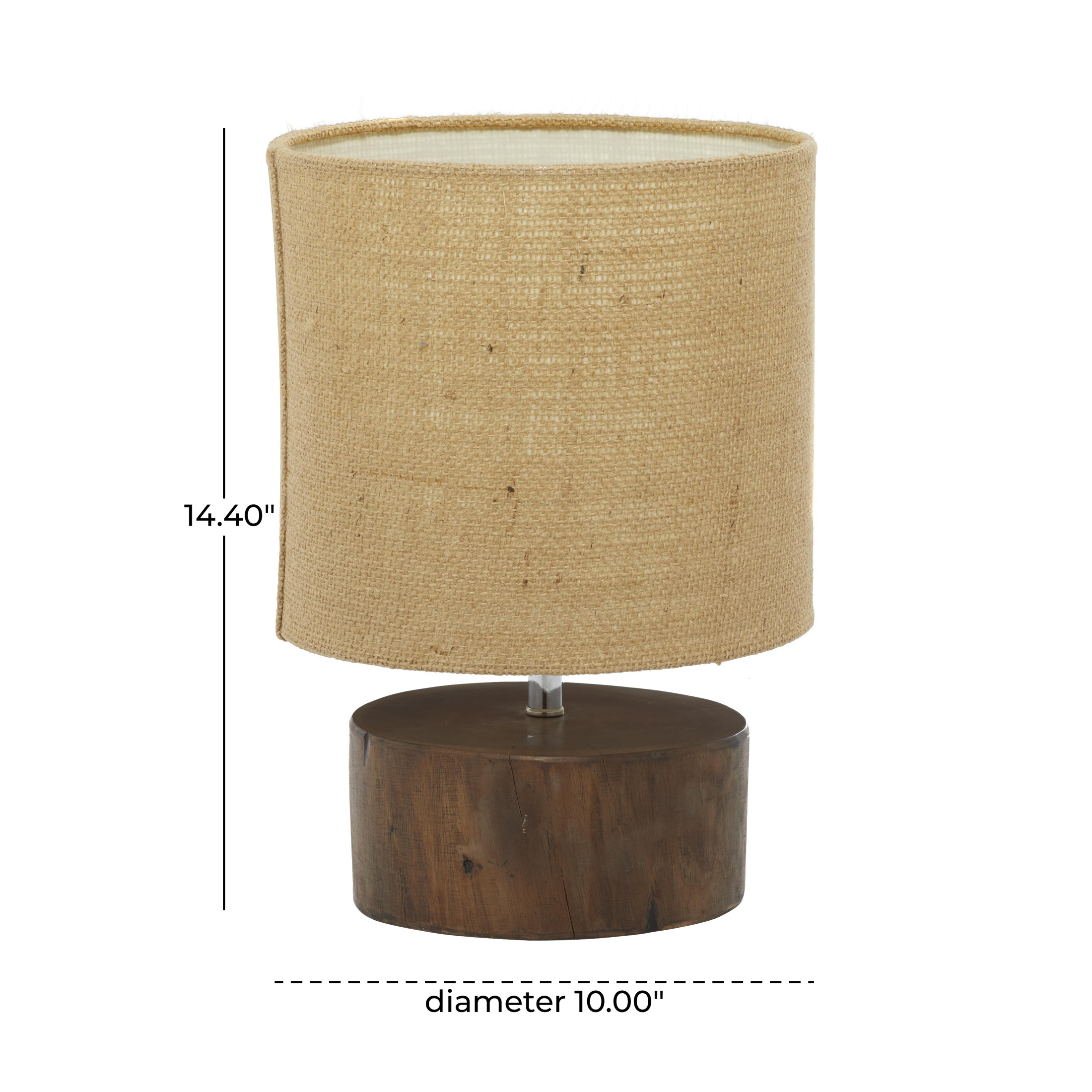 DecMode 14" Low Profile Dark Brown Table Lamp with Brown Linen Shade