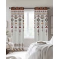 thumbnail image 3 of Southwest Geometric Blackout Curtains 45 Inches Long for Bedroom, Western Boho Ethnic Beige Grey Wooden Thermal Insulated Room Darkening Black Out Window Curtain Panels Grommet Drapes for Living Room, 3 of 8