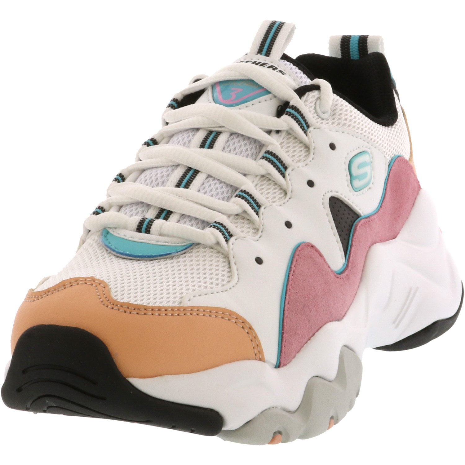 pink blue and white skechers