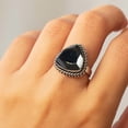 thumbnail image 2 of Natural Black Onyx Gemstone Ring for Women – Handmade 925 Sterling Silver Triangle Cut Vintage Statement Jewelry, 2 of 6
