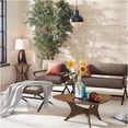 thumbnail image 4 of JERFIT Mid-Century Modern Triangle Coffee Table, 40-inch Pecan Brown Wood Veneer Top, Accent End Table for Living Room, 4 of 5