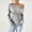 Grey, variant on Womens Tops Casual Off Shoulder Long Sleeve Asymmetrical Slim Fit Going Out Fall Blouse Ruched Tight Shirts Slash Neck Party Wear