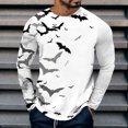 thumbnail image 2 of Men Shirts Mens Halloween Long Sleeve T Shirt Round Neck Bat Print Pullover Sweatshirt Autumn for Everyday Wear White 3XL, 2 of 4