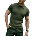 thumbnail image 5 of Men's Shirts, Casual Shirts for Men Collared Hollow Out Knit Shirts Summer Lightweight Breathable Slim Fit T-Shirts Green M, 5 of 6