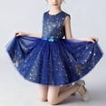 thumbnail image 5 of BRGZLK Girls Sequin Dress Star Sequin Mesh Skirt Tween Girl Sleeveless Round Neck Prom Party Dress Performance Costume Blue 7-8 Years, 5 of 5