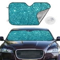 thumbnail image 2 of Car Windshield Sunshade Turquoise Glitter Pattern, Foldable Reflective Sun Visor,UV Protection Heat Blocker Sunshade,Car cooling accessory, 2 of 7