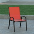 thumbnail image 3 of Emma + Oliver Set of Four Red Outdoor Barstools with Textilene Seats and Backs and Powder Coated Steel Frames, 3 of 12