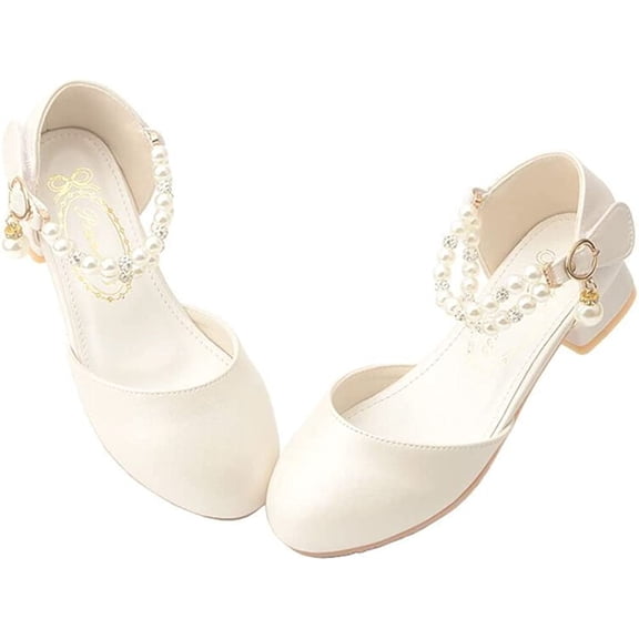Toddler Flower Girls Dress Shoes Wedding Party School Glitter Low Heel Mary Jane Princess Pumps Sandals for Little Kids