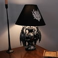 thumbnail image 5 of Zeckos Gothic Guardians of Light Medieval Dragons Resin Table Lamp - Dark Fantasy - 19 Inches High - with Black Fabric Tribal Dragon 13 Inch Diameter Lampshade, 5 of 6