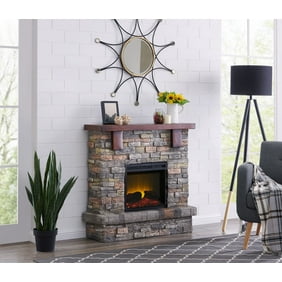 Bold Flame 38 Inch Faux Stone Electric Fireplace In Brown Tan