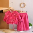 thumbnail image 2 of THDHVS Toddler Outfits for Girls,Girls Solid Floral Print Round Neck Long Sleeve Sweatshirt Pants Casual 2 Piece Set,Girls' Clothing Sets Hot Pink 3-4 Years, 2 of 6