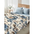 thumbnail image 4 of Blue Spring Floral Queen Size Flat Sheet, Wrinkleproof & Fadeproof Cooling Flat Bed Sheet Only, Vintage Botanical Farmhouse Breathable Soft Bedding Top Sheets 90 x 102 Inches, 4 of 8